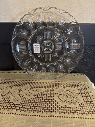 Vintage Federal Clear Glass Deviled Egg Dish - RCD|91992