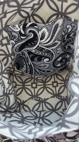 RSV Handcrafted Mini Tote Bag: Geometric Grey Scale|84016