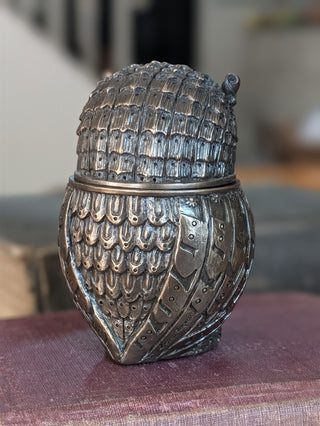 Steampunk Mechanical Owl Bronze Finish Trinket Box Stash Jar NIS