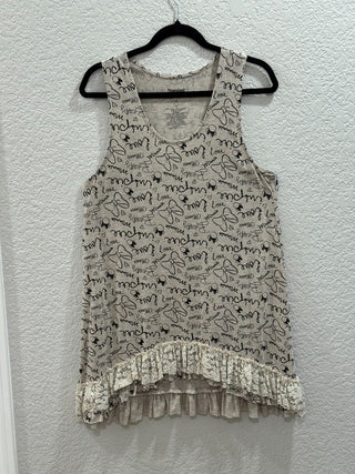 Grey Black lace Disney top XL|92352