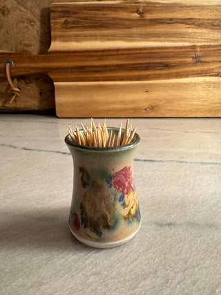 Folsom Clouds Pitcher and toothpick holder brown with abstract flowers|107090