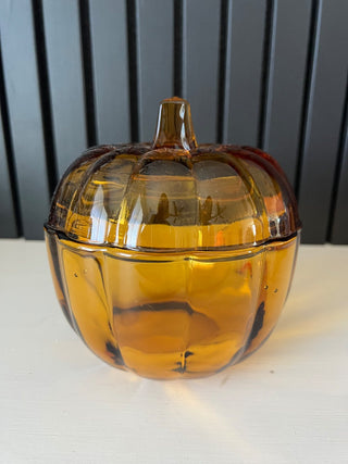 Vintage Anchor hocking amber glass pumpkin jar RSV|108519