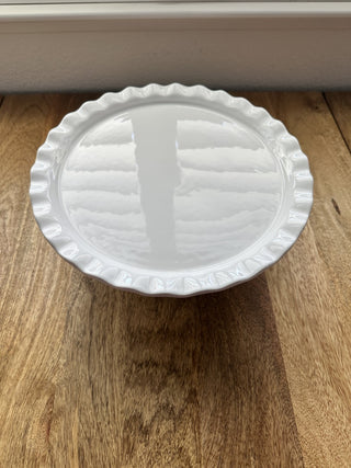 White Ceramic Footed Cake Plate from Portugal MTS|95197