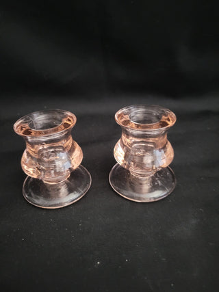 Pink Depression Glass Candle Holders - Set of 2 RCD|96381