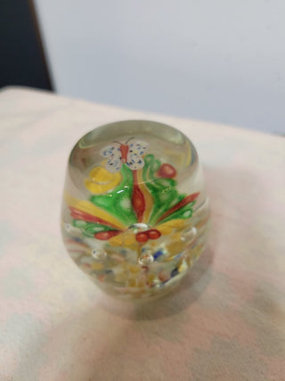 Art Glass Paperweight w/Butterfly RCD