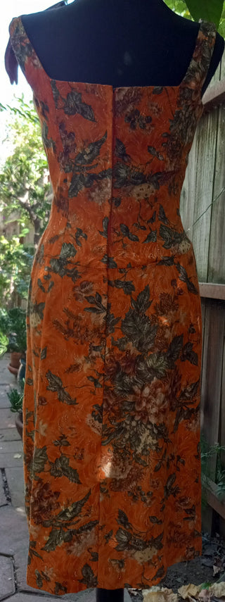 1960 print brocade cocktail dress, XS MTS|78126