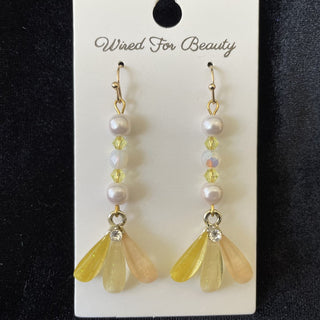 yellow & white flower petal drop earrings RSV