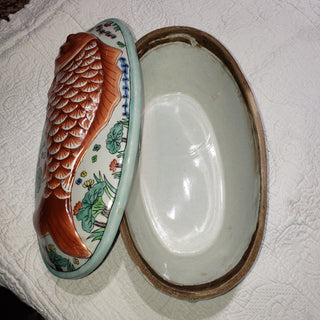 Vintage Ceramic Lidded Tureen - Coi Fish RSV