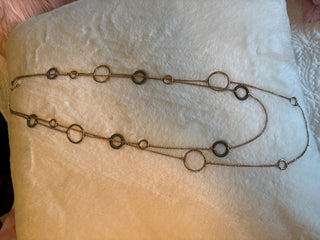 21 inch long double gold colored and green necklace RSV