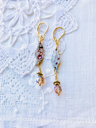 Steampunk Earrings with Pink Crystals RSV