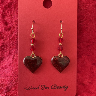 red sparkle Valentine heart earrings RSV