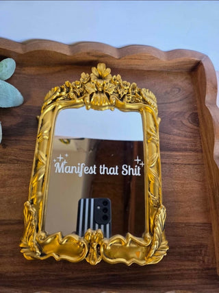 Unique Gold Vanity Mirror "Manifest" -RSV