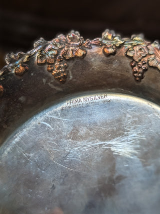 Coasters Set of 4 Silver Plated Grape Leaf Rim Prima Nysilver