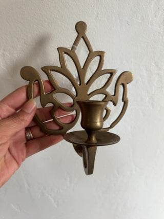 Brass Floral Scroll Taper Candle Sconce