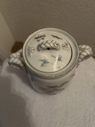 Antique 19th Century Limoges Haviland Roped Handle Floral Porcelain Biscuit Jar|55461
