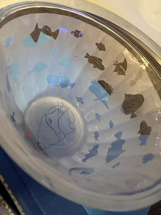 Bowl Frosted Fish Glass MTS|128307