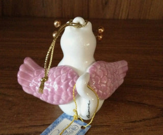 Cute Amy Lacombe 2002 Small Ceramic Cat Angel Ornament #62 VV MTS|93305