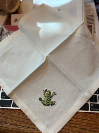 Frog cocktail napkin, embroidered, set of 8 RCD