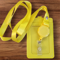 Interchangeable Badge Reel Lanyard with Retractable Reel: Lanyard Yellow. Badge Button: Yellow Diamond.|63679