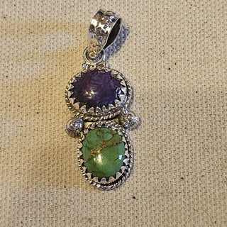 Sterling purple/green dahlia pendant