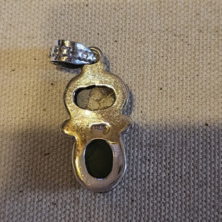 Sterling purple/green dahlia pendant