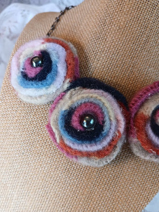 Rolled Fabric Floral Necklace 4