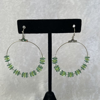 hoop earrings w/ green margarita beads RSV