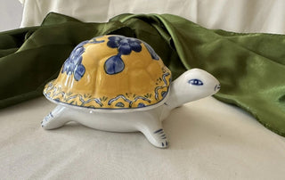 Vintage Yellow and Blue Turtle / Tortoise Trinket Box #62 VV MTS|69338