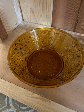 Tiara Amber Sandwich Glass Bowl|52902