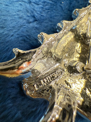 Vtg Gerry's signed Christmas Holiday Tree w Red & Green Silver Tone brooch / pin|139064