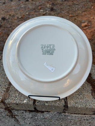 Tienshan Folk Craft 12” chop plate/platter green apple sponge paint