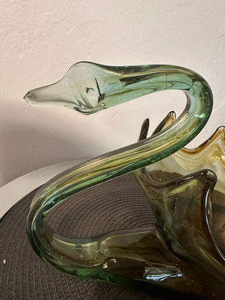 Swan Clear Green Hand-blown Glass Large MTS|76349