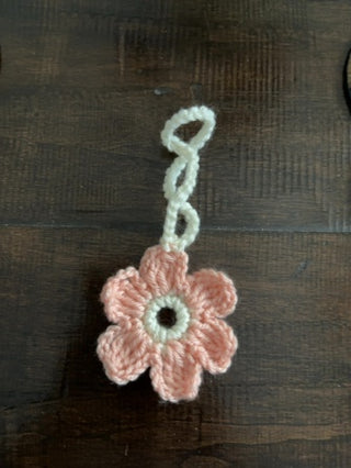 Crochet Peach Flower Bag Charm