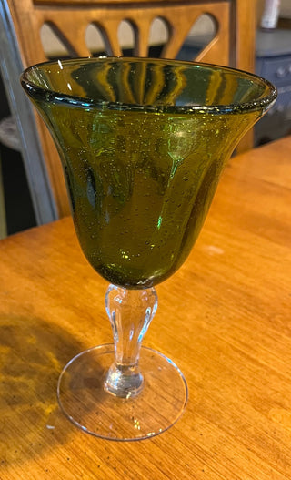 Green Glass Wine Glass or Goblet RSV|66539