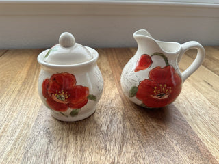 Maxcera Red Poppy Creamer & Sugar Bowl Set MTS