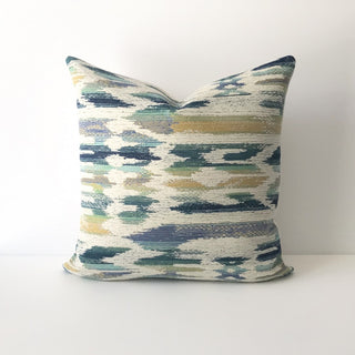 12x16 Green, blue, yellow ikat pillow RSV|50857