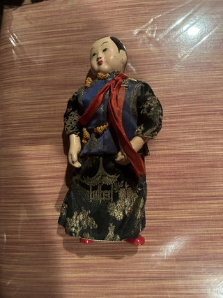 Approx. 8" Vintage 1940's Chinese man beautiful embroidery outfit #62 VV MTS