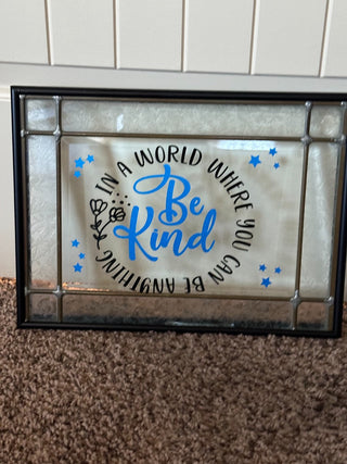 Leaded glass wall sign - be kind, 11x14
