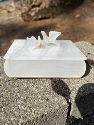 12F Onyx Marble DOVE PATTERN VINTAGE LARGE  TRINKET BOX MTS|65116