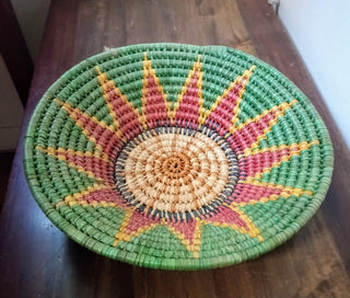 MW Green, Yellow & Red Woven Basket MTS|92755
