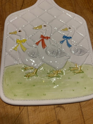 JP 12” vintage 1983 Otagiri ceramic duck/goose trivet or wall plaque