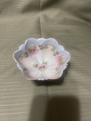 hand-painted porcelain bowl with blue trim rsv