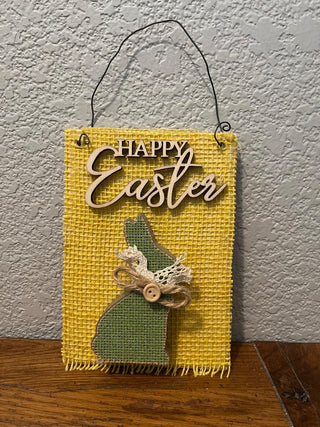 Happy Easter With Wood Rabbit RCD