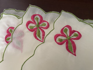 8 ct White Napkins Pink Green Design MTS|159108