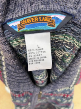 JP vintage Y2K Shaver Lake zip-front cardigan sweater Size L