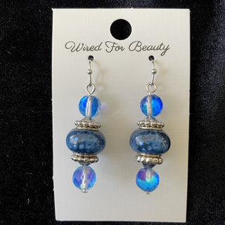 blue & silver tone drop earrings RSV