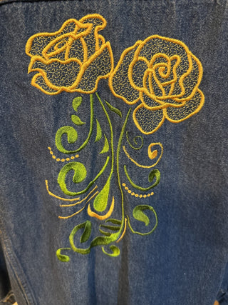 Embroidered jacket. Size 2-3X. yellow rose #SM RCD|67542