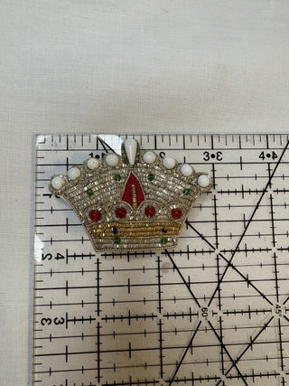 Vintage Crown Embroidered Brooch RSV|116810
