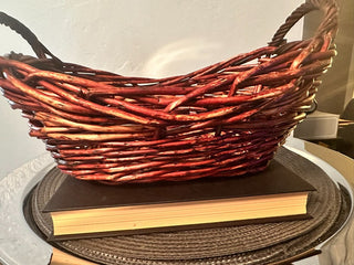 Basket Oval Red Reed Handle MTS