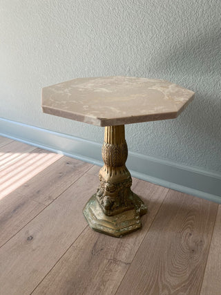 Vintage marble octagon gold cherub side table RSV|105372
